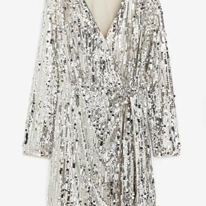 H&M SEQUINED WRAP DRESS